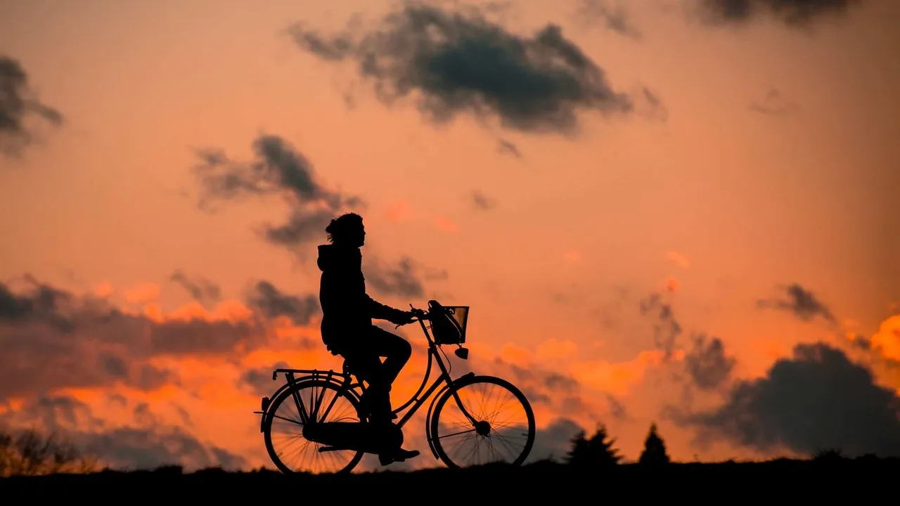 Cycling at sunset
